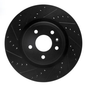 Ford Flex Brake Rotor (1) - Front Left - R1 Concepts - Drilled & Slotted - Black - `11-`19